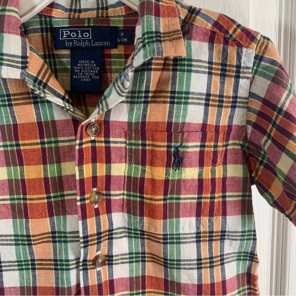 Boys Polo by Ralph Lauren size M 6-12M‎ Madras Plaid